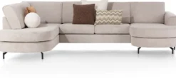 Alcona, U-bank afgerond links - stof Vada - beige