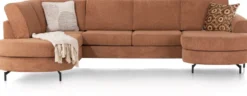 Alcona, U-bank afgerond links - stof Vada - beige