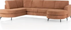 Alcona, U-bank afgerond links - stof Vada - beige