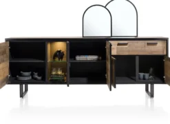 Avalon, dressoir 230 cm - 4-deuren + 1-lade + 1-glasdeur (+ LED) - Driftwood