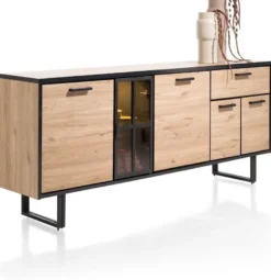 Avalon, dressoir 200 cm - 4-deuren + 1-lade + 1-glasdeur (+ LED) - Driftwood