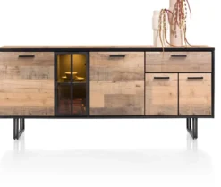 Avalon, dressoir 200 cm - 4-deuren + 1-lade + 1-glasdeur (+ LED) - Driftwood