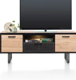 Avalon, lowboard 150 cm - 2-deuren + 1-lade + 1-niche (+ LED) - Driftwood