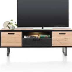 Avalon, lowboard 180 cm - 2-deuren + 1-lade + 1-niche (+ LED) - Driftwood