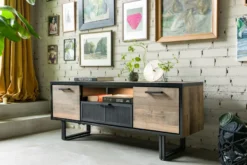 Avalon, lowboard 180 cm - 2-deuren + 1-lade + 1-niche (+ LED) - Driftwood