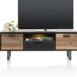 Avalon, lowboard 180 cm - 2-deuren + 1-lade + 1-niche (+ LED) - Driftwood