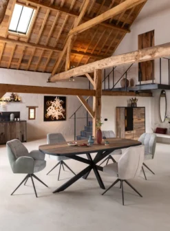Avalox, eetkamertafel ovaal 210 x 110 cm - kleur driftwood - centrale poot
