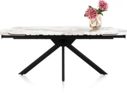 Axelle, Uitschuiftafel 180 (+2 x 40 cm) x 90 cm, keramiek, marble creme