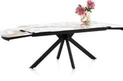 Axelle, Uitschuiftafel 180 (+2 x 40 cm) x 90 cm, keramiek, marble creme