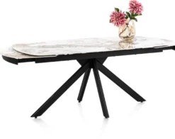 Axelle, Uitschuiftafel 180 (+2 x 40 cm) x 90 cm, keramiek, marble creme