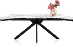 Axelle, Uitschuiftafel 180 (+2 x 40 cm) x 90 cm, keramiek, marble creme