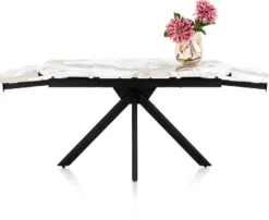 Axelle, Uitschuiftafel 140 (+2 x 30 cm) x 90 cm, keramiek, marble creme
