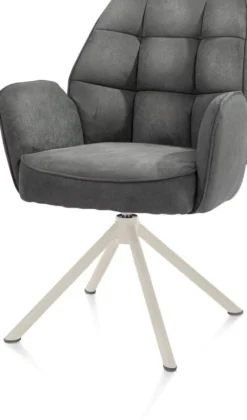 Bell, armstoel - creme frame recht - draaibaar - pocket - stof Calabria - Antraciet