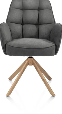 Bell, armstoel - eikenprint frame - draaibaar - relax - pocket - stof Calabria - Antraciet