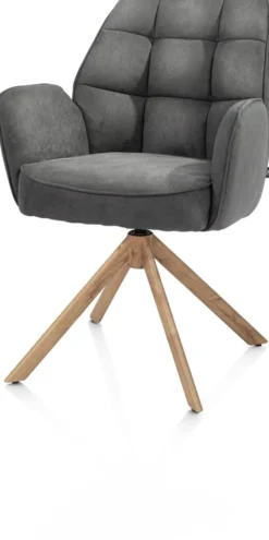 Bell, armstoel - eikenprint frame - draaibaar - relax - pocket - stof Calabria - Antraciet