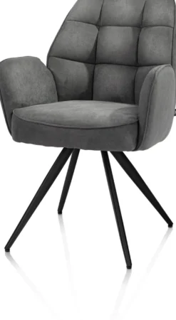 Bell, armstoel - zwart frame - pocket - stof Calabria - Antraciet