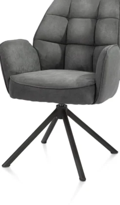 Bell, armstoel - zwart frame recht - draaibaar - pocket - stof Calabria - Antraciet