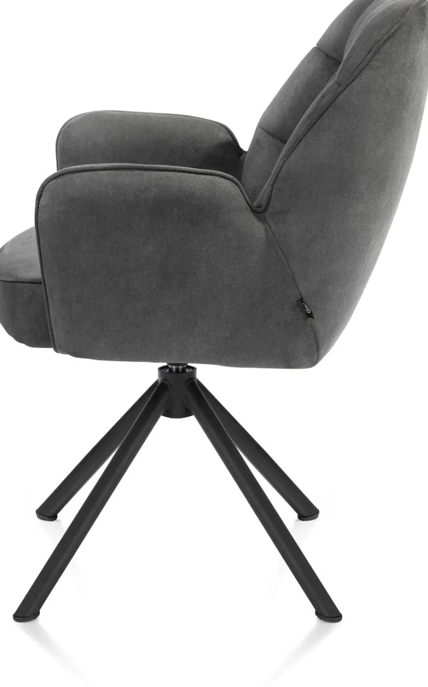 Bell, armstoel - zwart frame recht - draaibaar - pocket - stof Calabria - Antraciet
