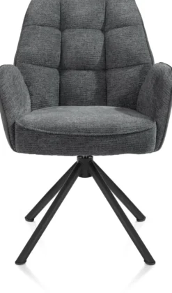 Bell, armstoel - zwart frame recht - draaibaar - pocket - combi Calabria/Vada - Antraciet
