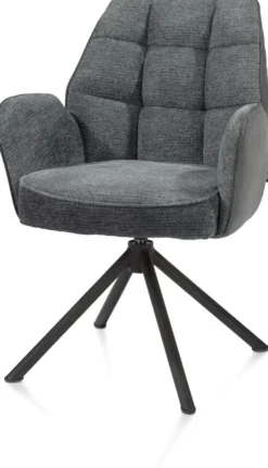 Bell, armstoel - zwart frame recht - draaibaar - pocket - combi Calabria/Vada - Antraciet