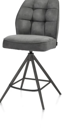 Bell, barstoel - grafiet frame - draaibaar - pocket - stof calabria - Antraciet