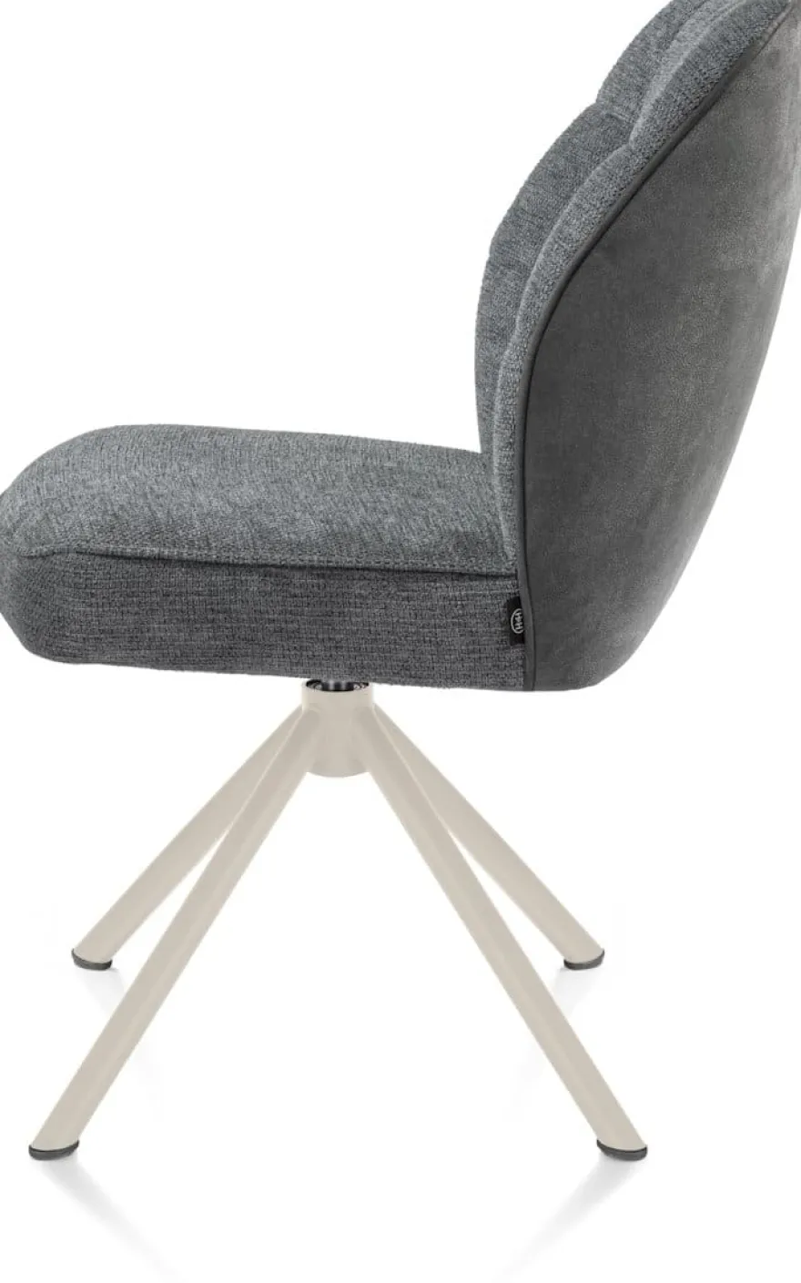 Bell, eetkamerstoel - creme frame recht - draaibaar - pocket - combi Calabria/Vada - Antraciet