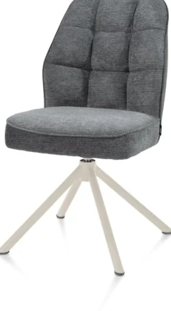Bell, eetkamerstoel - creme frame recht - draaibaar - pocket - combi Calabria/Vada - Antraciet