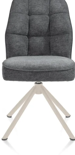 Bell, eetkamerstoel - creme frame recht - draaibaar - pocket - combi Calabria/Vada - Antraciet