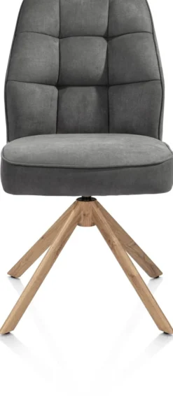 Bell, eetkamerstoel - eikenprint frame - draaibaar - relax - pocket - stof Calabria - Antraciet