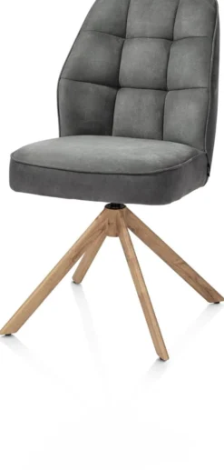 Bell, eetkamerstoel - eikenprint frame - draaibaar - relax - pocket - stof Calabria - Antraciet