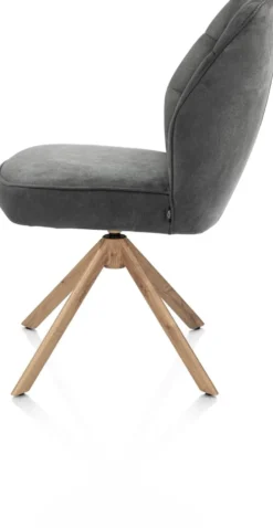 Bell, eetkamerstoel - eikenprint frame - draaibaar - relax - pocket - stof Calabria - Antraciet