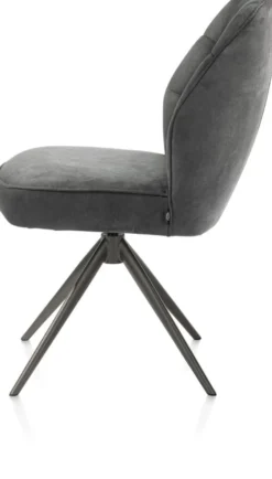 Bell, eetkamerstoel - grafiet frame - draaibaar - relax - pocket - stof Calabria - Antraciet
