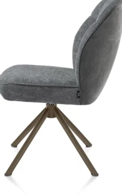 Bell, eetkamerstoel - steelbrown frame recht - draaibaar - pocket - combi Calabria/Vada - Antraciet