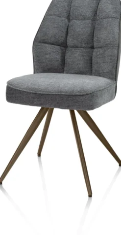 Bell, eetkamerstoel - steelbrown frame - pocket - combi Calabria/Vada - Antraciet