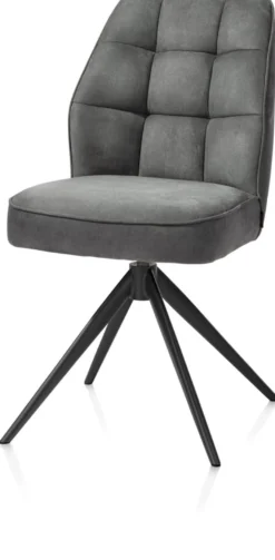 Bell, eetkamerstoel - steelbrown frame - draaibaar - relax - pocket - stof Calabria - Antraciet