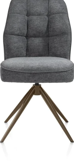 Bell, eetkamerstoel - steelbrown frame - draaibaar - relax - pocket - combi Calabria/Vada - Antraciet