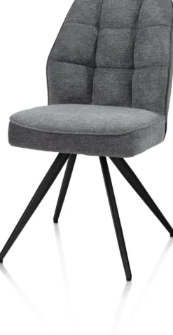 Bell, eetkamerstoel - zwart frame - pocket - combi Calabria/Vada - Antraciet