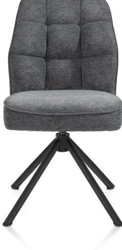 Bell, eetkamerstoel - zwart frame recht - draaibaar - pocket - combi Calabria/Vada - Antraciet