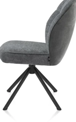 Bell, eetkamerstoel - zwart frame recht - draaibaar - pocket - combi Calabria/Vada - Antraciet