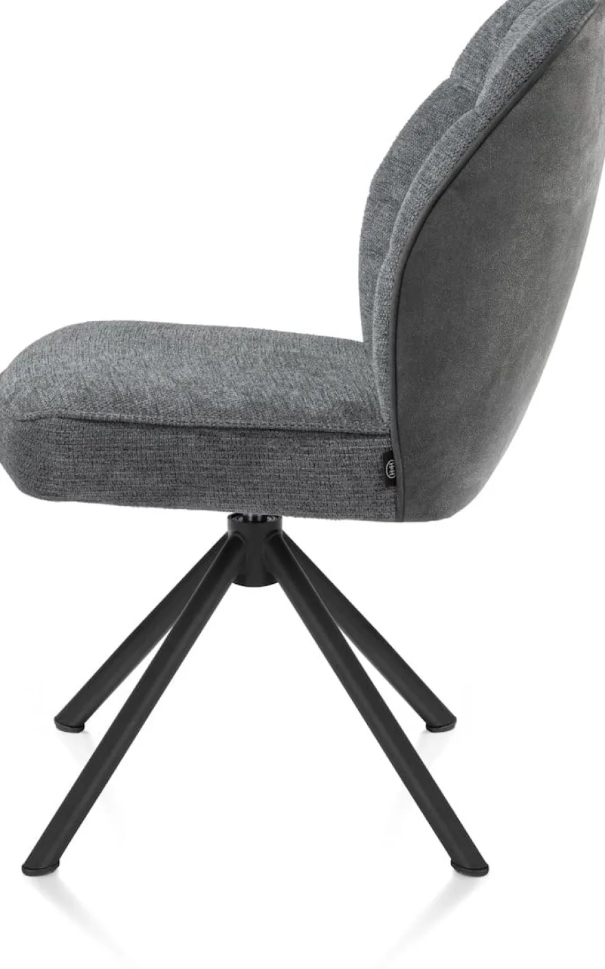 Bell, eetkamerstoel - zwart frame recht - draaibaar - pocket - combi Calabria/Vada - Antraciet