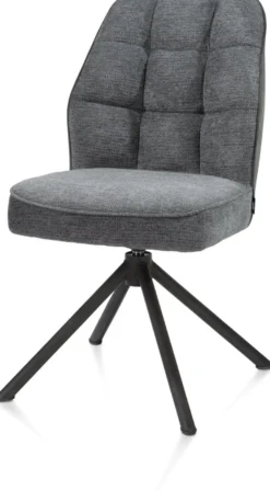 Bell, eetkamerstoel - zwart frame recht - draaibaar - pocket - combi Calabria/Vada - Antraciet