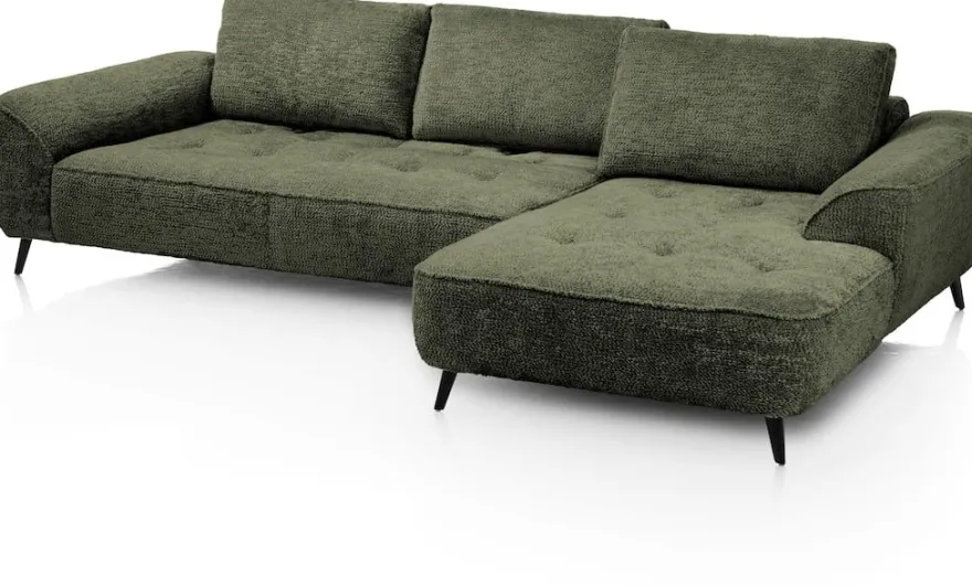 Belluno, 3-zits arm links + longchair rechts + flex - Groen