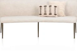 Bovina, eetkamerbankje 210 cm - stof Luton - frame steelbrown - Creme
