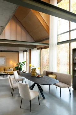Bovina, eetkamerstoel - stof Luton + nosag - frame steelbrown - koper