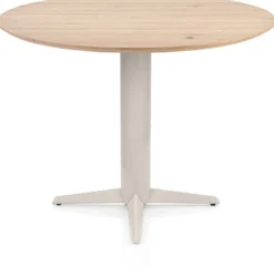 Caletta, bartafel rond 120 cm. - eiken blad - centrale teenpoot crème - Natural