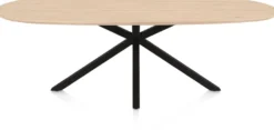 Caletta, eetkamertafel ovaal 240 x 105 cm. - eiken blad - centrale kruispoot zwart - Natural