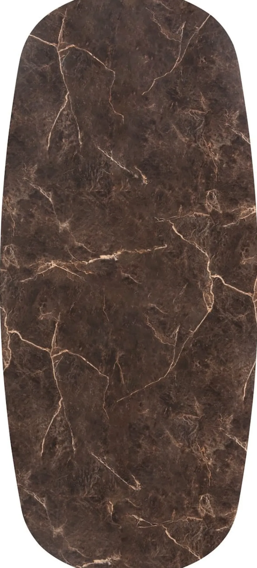 Caletta, eetkamertafel ovaal 240 x 105 cm. - HPL Primo Laminato blad - centrale teenpoot steelbrown - Marble brown