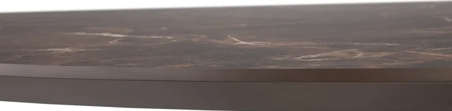 Caletta, eetkamertafel ovaal 240 x 105 cm. - HPL Primo Laminato blad - centrale teenpoot steelbrown - Marble brown