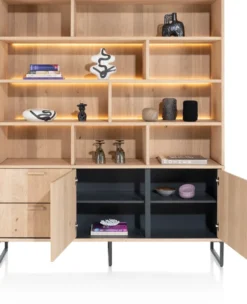 Castello, buffet 181 cm - 2-deuren + 2-laden + 9-niches (+ LED)