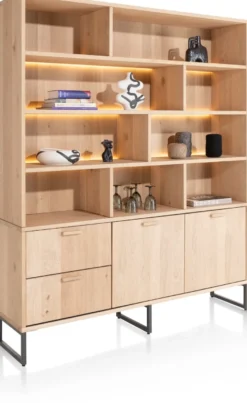 Castello, buffet 181 cm - 2-deuren + 2-laden + 9-niches (+ LED)